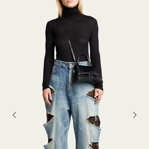 Balenciaga Crocodile Embossed Small Hourglass Bag - Picture 2 of 14